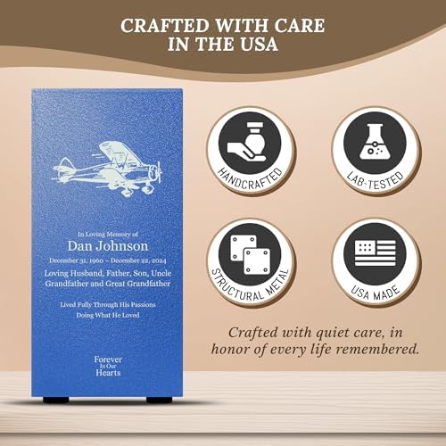 Elegant Customizable Cremation Urn for Human Ashes - Airplane Pilot
