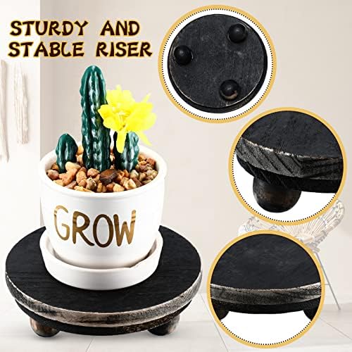 Amyhill 3 Pcs Wooden Risers for Display Decor Black