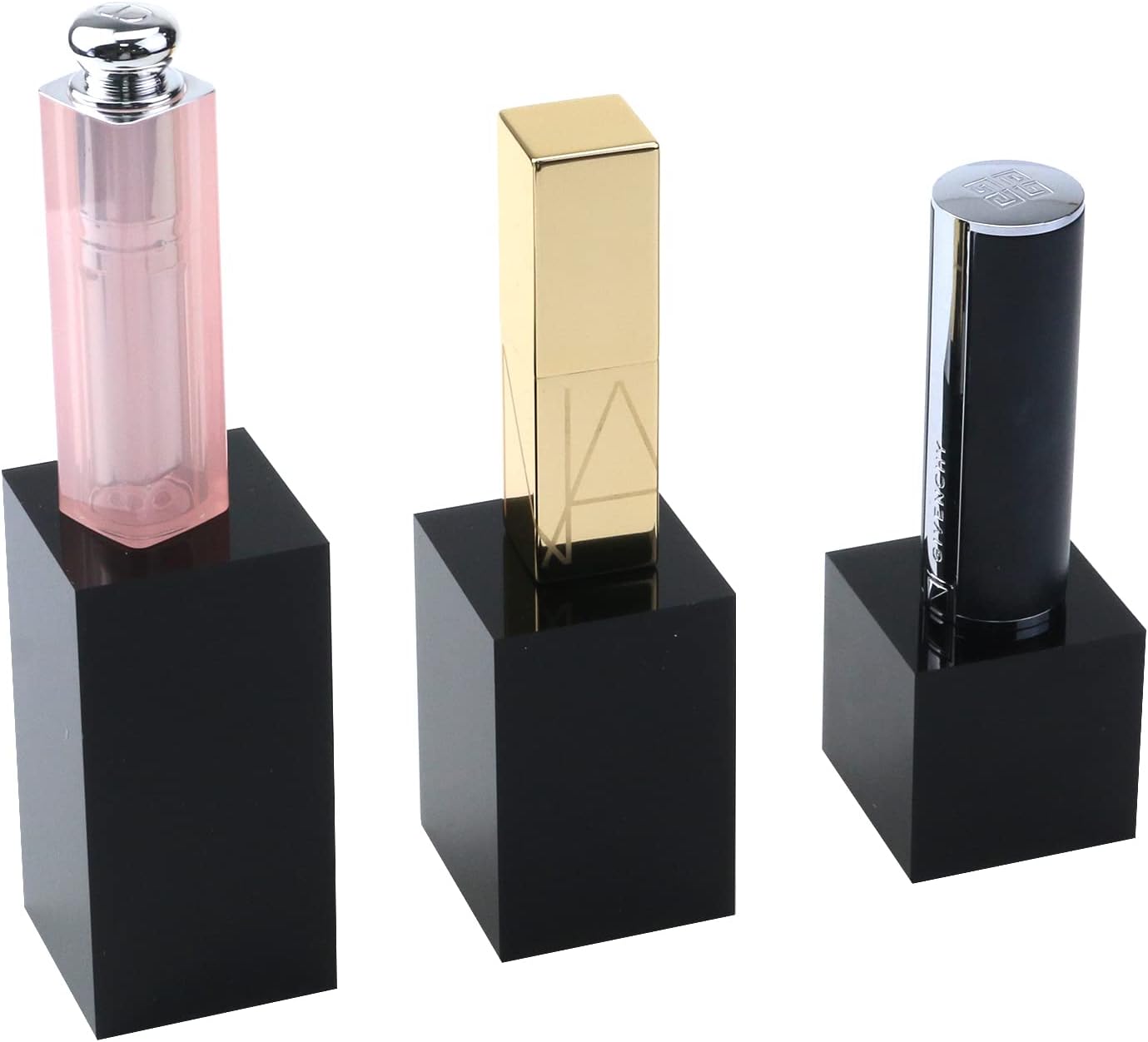 T Tulead 3PCS Acrylic Cube Display Stand Black Risers 40mm 60mm 80mm Height
