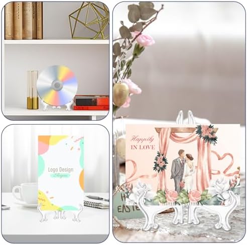 4 Pcs Clear Acrylic Easels for Displaying Photos and Art
