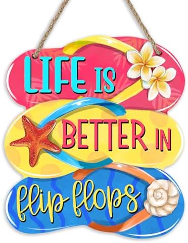 Bolisom Summer Life Flip Flops Beach Door Sign