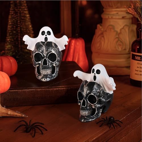 LCCCK Mini Skull with Ghost Halloween Decor Figure