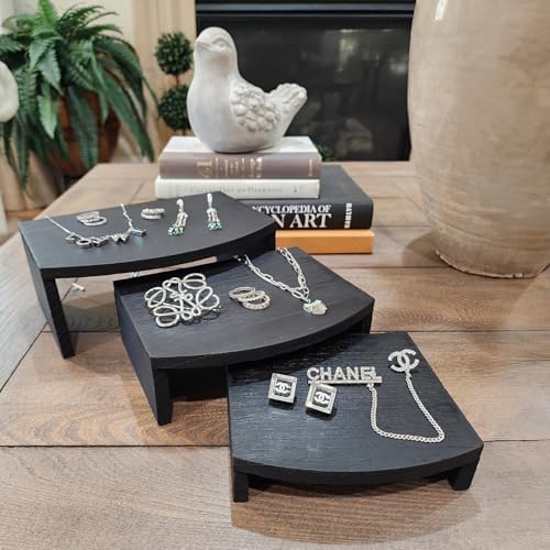 MOOCA 3-Piece Wooden Jewelry Display Risers - Black