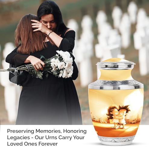 Brother Sister Urn Combo with Velvet Bag and 4 Small Cremation Urns