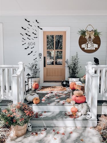 Door Sign Wood Decor - Dogs Welcome People Tolerated