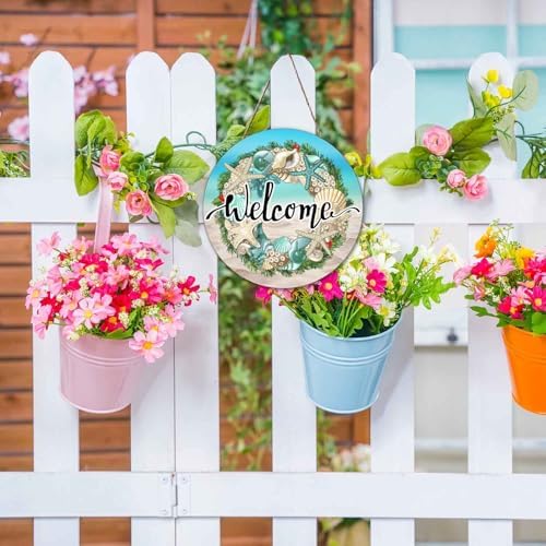 Rustic Sea Shells Welcome Wreath Door Sign