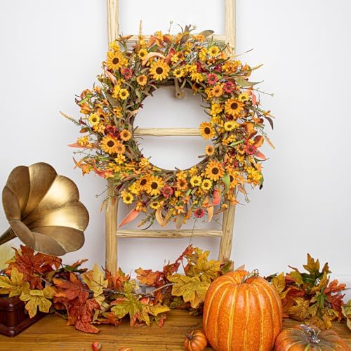 JFLORU 22 Inch Artificial Fall Wreath