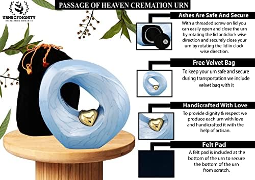 Passage of Heaven Adult Cremation Urn - Sky Blue Gold