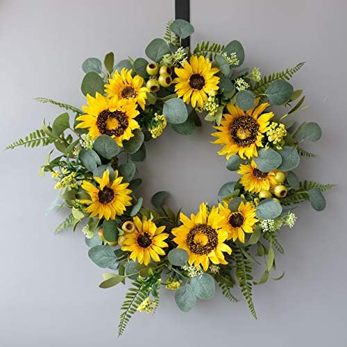 Idyllic 18 Inch Artificial Sunflower Wreath