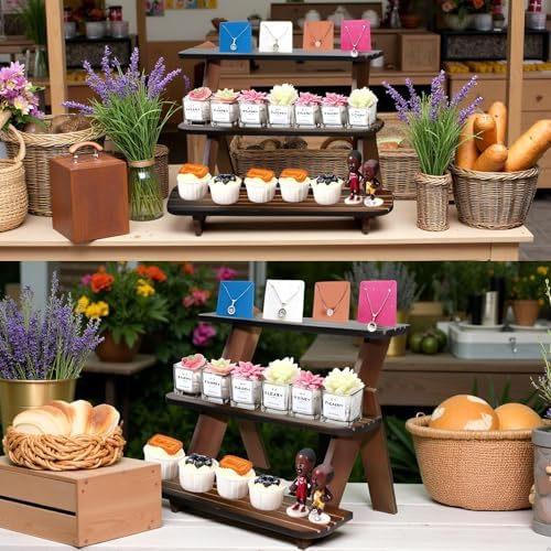 Wooden Display Riser 3-Tier Earring Ring Holder Stand