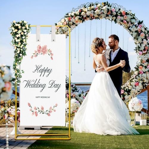 Wedding Welcome Sign Stand - Adjustable Gold Easel for Events