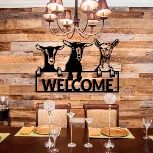 Farmhouse Wall Decor - Metal Goat Art 30x19in Gold Wall Sculpture
