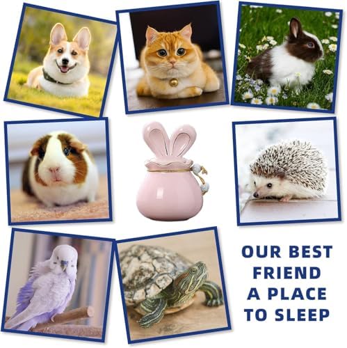 Antescort Ceramic Pet Ash Urn with Rabbit Ear Design Blue