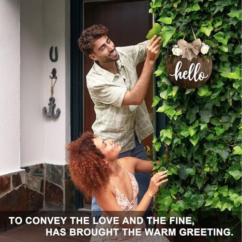 MayAvenue Rustic Round Welcome Sign with Bow and Greenery