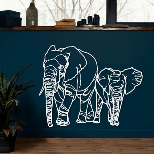 Gold Elephant Wall Decor Set with Mama and Baby