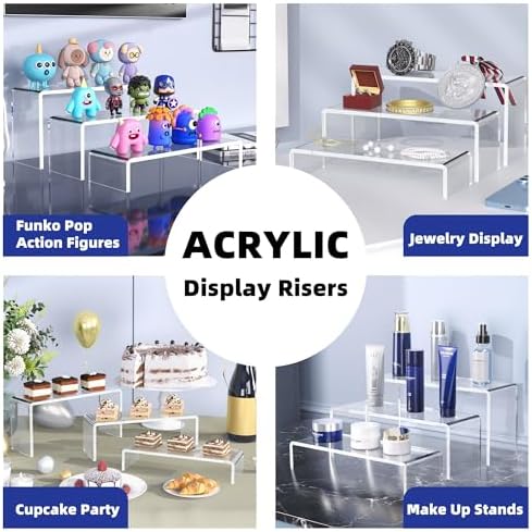 Goabroa 12 Pcs Clear Acrylic Risers Display Stands 3 Tiers