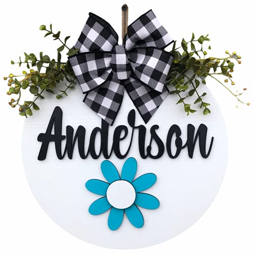 Custom Interchangeable Door Hanger Wreath Welcome Bow Sign 14 Round