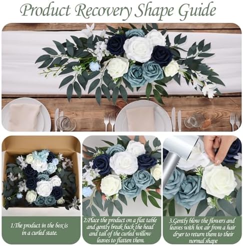Wilupry Blue Wedding Arch Flowers 2PCS Decorative Swag