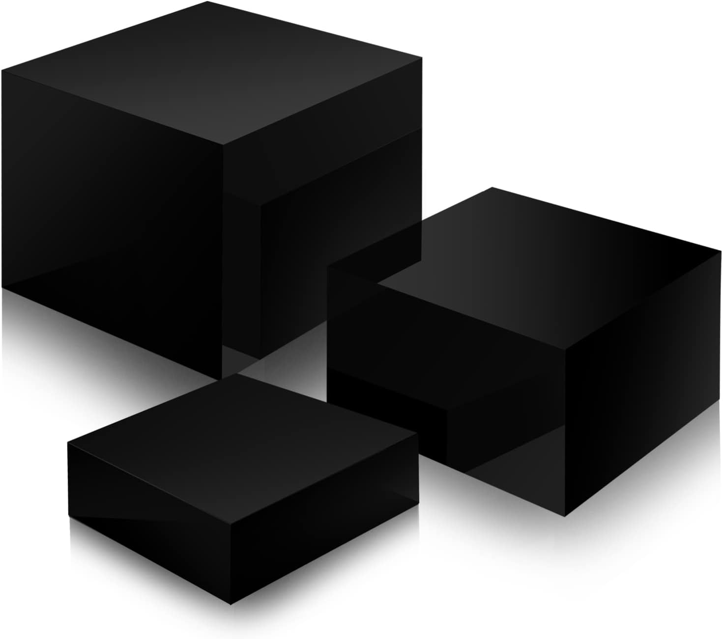Set of 3 Acrylic Risers - Black Nesting Display Stands
