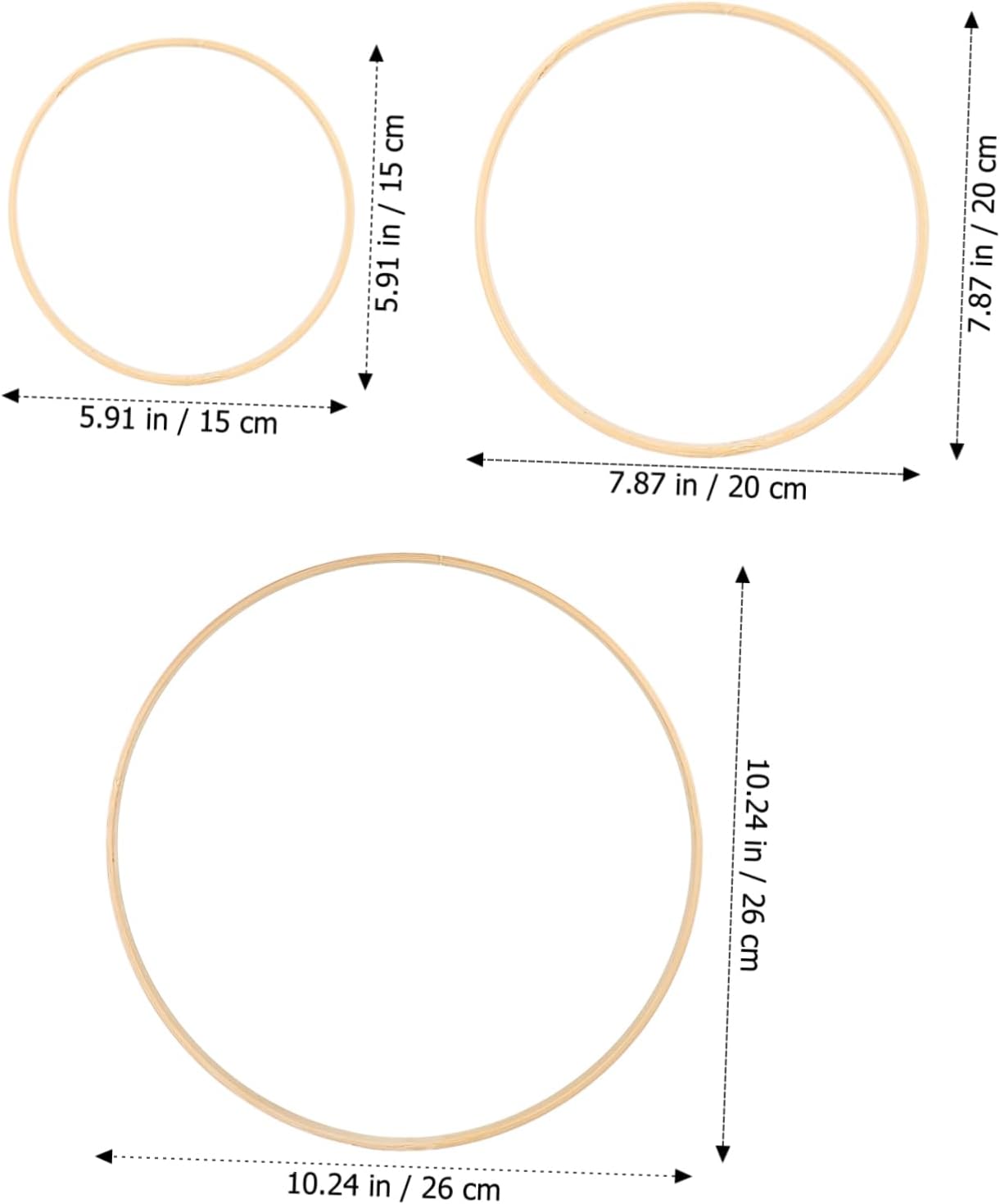IMIKEYA Bamboo Dream Catcher Hoops 12 Craft Rings Wall Decor
