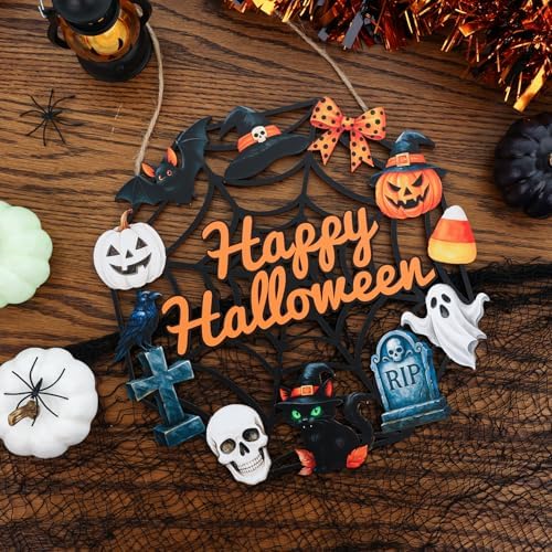 Halloween Wooden Ghost Door Wreath Sign