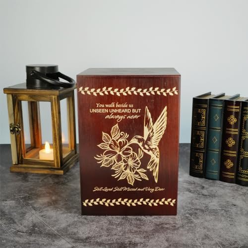 Wooden Cremation Urn with Hummingbird Design Eco-Friendly and Elegant