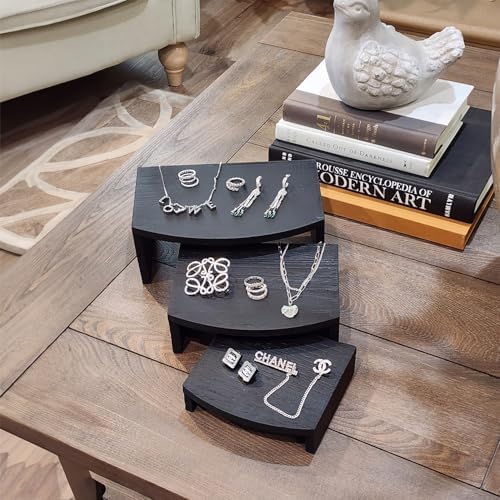 MOOCA 3-Piece Wooden Jewelry Display Risers - Black