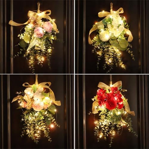 Eucalyptus Chrysanthemum Wreath Swag Hanger for Front Door