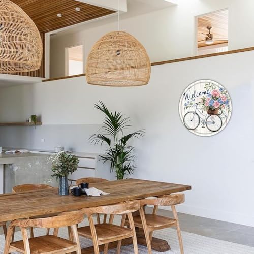 Rustic Round Wood Sign 8x8 Inch Farmhouse Welcome