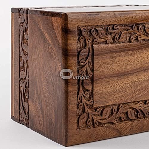 Outright Extra Small Wooden Cremation Urn with Tree of Life Engraving