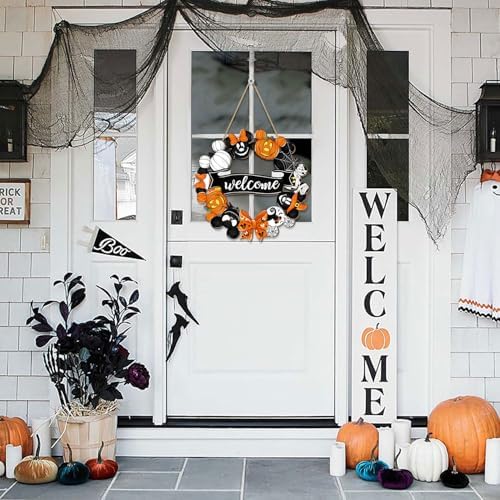 Cute Halloween Mouse Wreath Door Welcome Sign