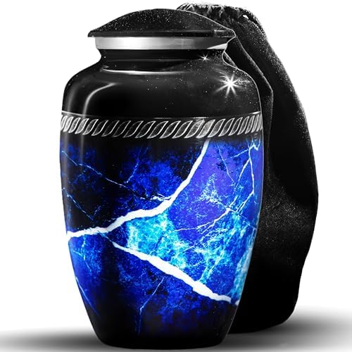 Personalized Marble Urns for Human Ashes - Large Blue