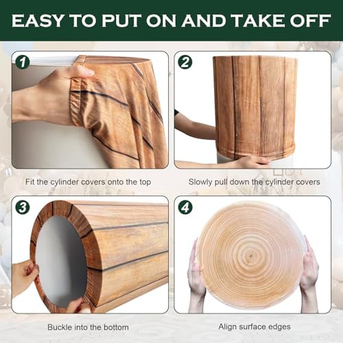 SaitiMade Set of 3 Wood Cylinder Stand Covers
