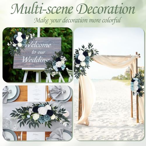 Wilupry Blue Wedding Arch Flowers 2PCS Decorative Swag