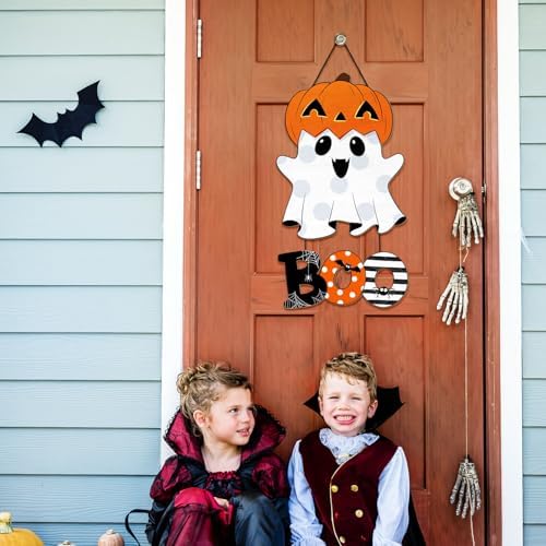 Halloween Ghost BOO Wood Door Hanging Sign Decorations