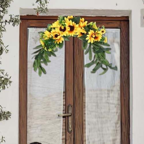 BESPORTBLE Artificial Sunflower Swag Door Decor Wall Hanging