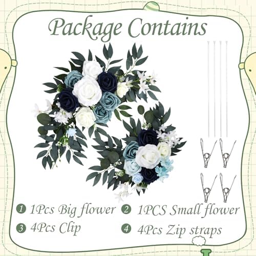 Wilupry Blue Wedding Arch Flowers 2PCS Decorative Swag
