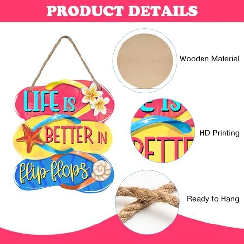 Bolisom Summer Life Flip Flops Beach Door Sign