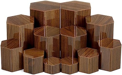 Jetec 12 Pcs Acrylic Hexagonal Jewelry Display Risers Brown