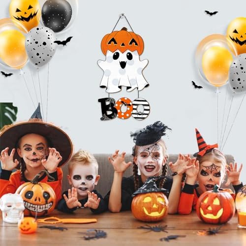 Halloween Ghost BOO Wood Door Hanging Sign Decorations