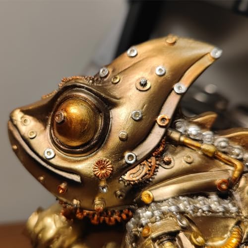 Steampunk Lizard Chameleon Statue Hand Painted Resin Collectible Figurine
