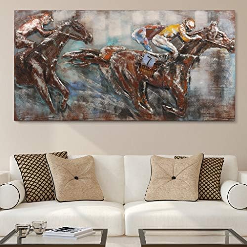 Race Day Primo Mixed Media Hand Painted Wall Sculpture