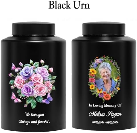ZISAMURE Cremation Urn for Ashes Large Decorative Urn Black
