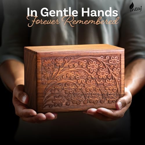 INTAJ Handcarved Rosewood Tree of Life Urn