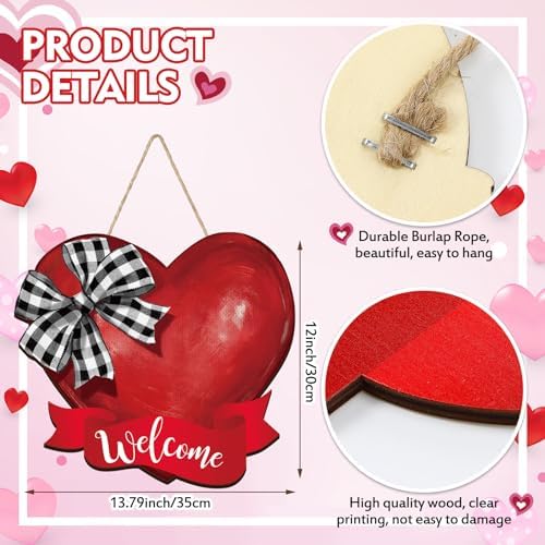 Marsui Red Heart Door Wreath Valentine Decoration