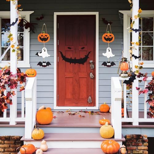 2Pack Halloween Door Sign Decorations Wooden Hanging Trio Set