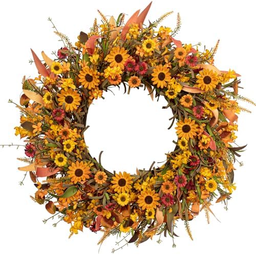 JFLORU 22 Inch Artificial Fall Wreath