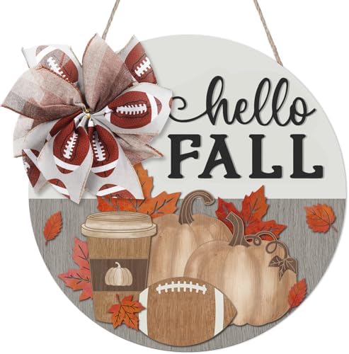 Yousoontic Fall Door Sign with Football Bow