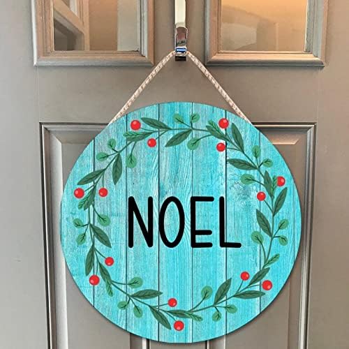 Farmhouse Door Hanger Christmas Wreath Wood Sign 12x12in