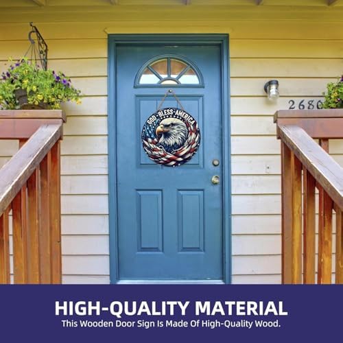4th of July Patriotic Door Sign with Eagle and Flag Design